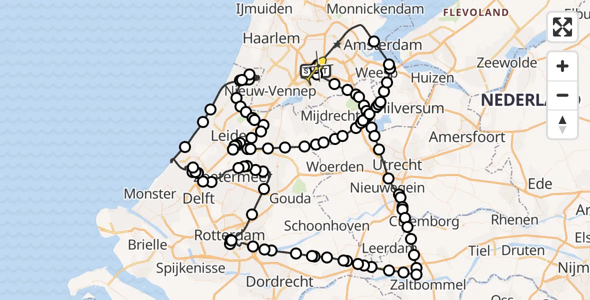 Routekaart van de vlucht: Politieheli naar Schiphol, Loevesteinse Randweg