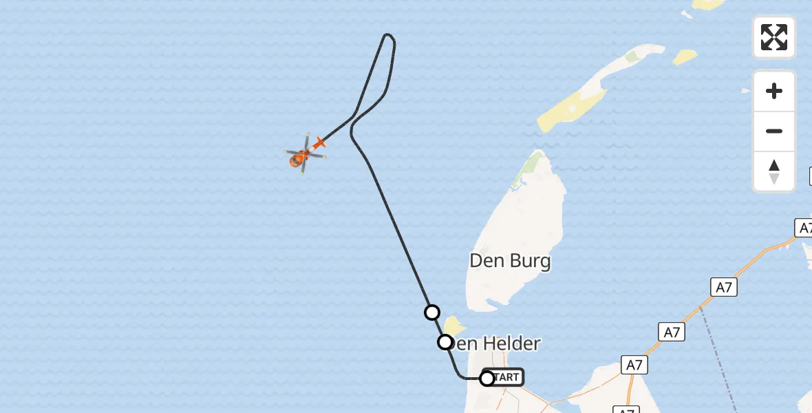 Vluchtroute Kustwachthelikopter Vliegveld De Kooy - , 11 januari 2026, 15:29