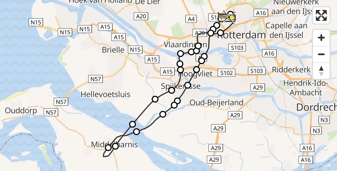 Routekaart van de vlucht: Lifeliner 2 naar Rotterdam The Hague Airport, Brandenburgbaan