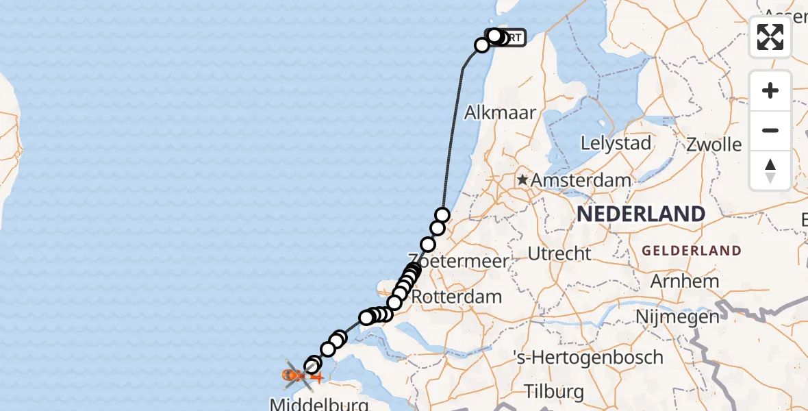 Vluchtroute Kustwachthelikopter Vliegveld De Kooy - , 13 januari 2026, 11:15