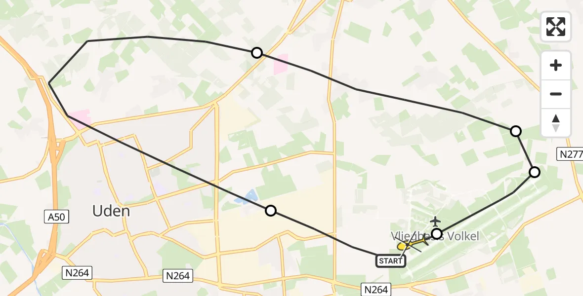 Routekaart van de vlucht: Lifeliner 3 naar Vliegbasis Volkel, Zeelandsedijk