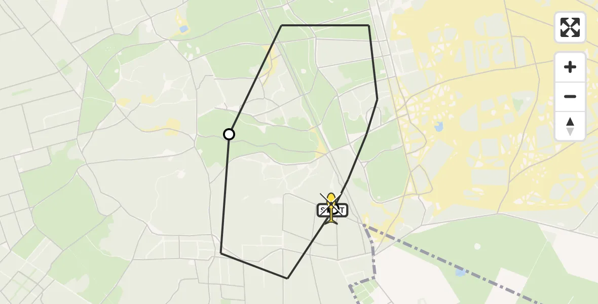 Routekaart van de vlucht: Politiehelikopter naar Oost West en Middelbeers, Oirschotsedijk