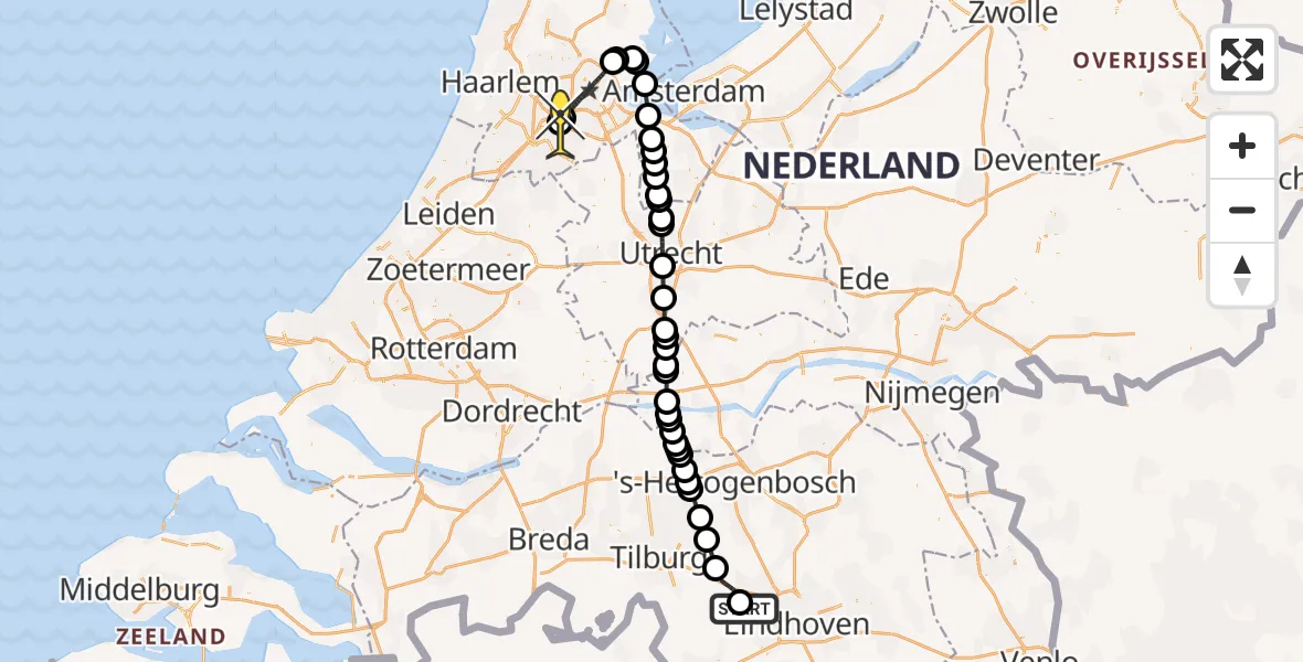 Routekaart van de vlucht: Politieheli naar Schiphol, Loevesteinse Randweg