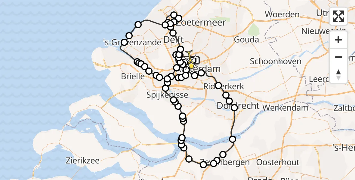 Routekaart van de vlucht: Politieheli naar Rotterdam The Hague Airport, Brandenburgbaan