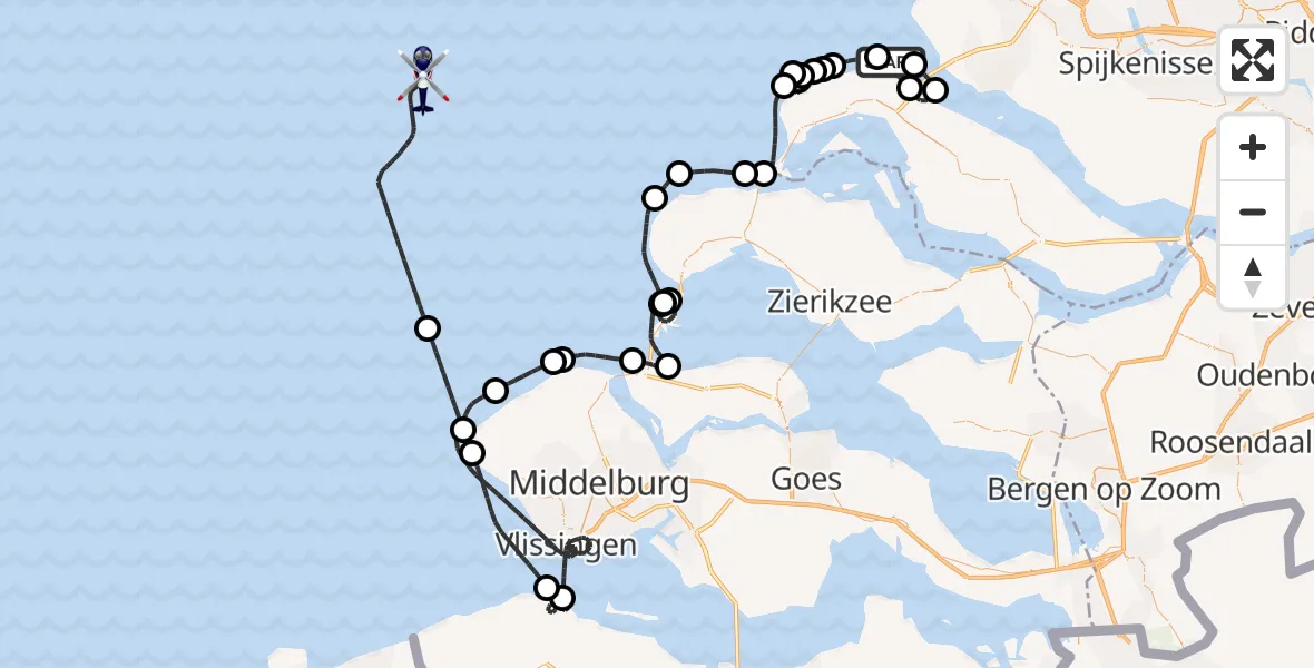 Vluchtroute Politiehelikopter Goedereede - , 13 januari 2026, 15:23
