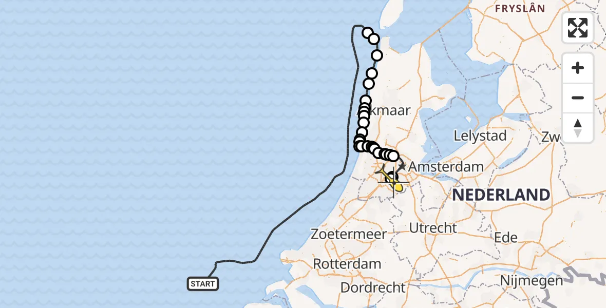 Routekaart van de vlucht: Politieheli naar Schiphol, Thermiekstraat