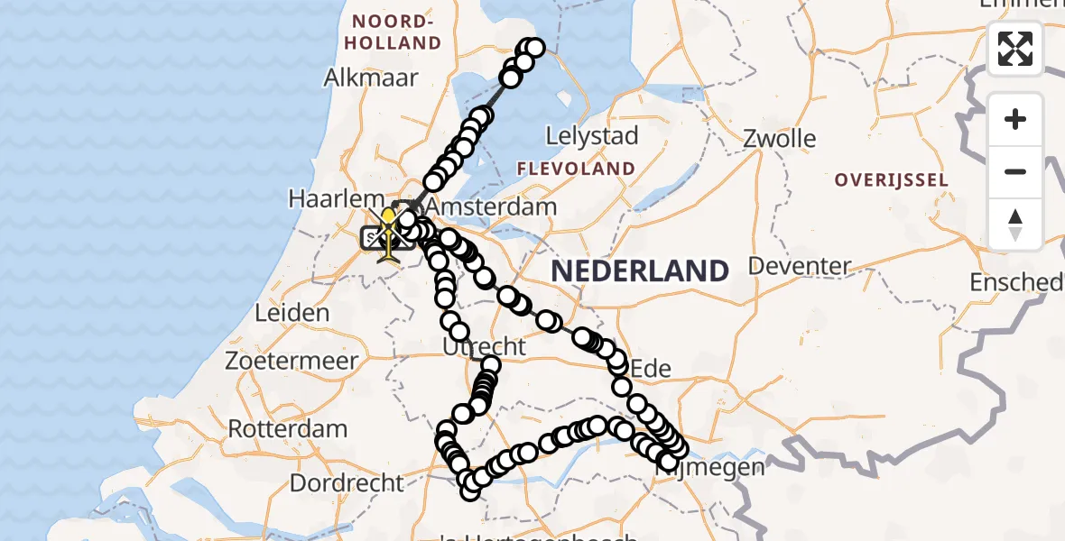 Routekaart van de vlucht: Politieheli naar Schiphol, Loevesteinse Randweg