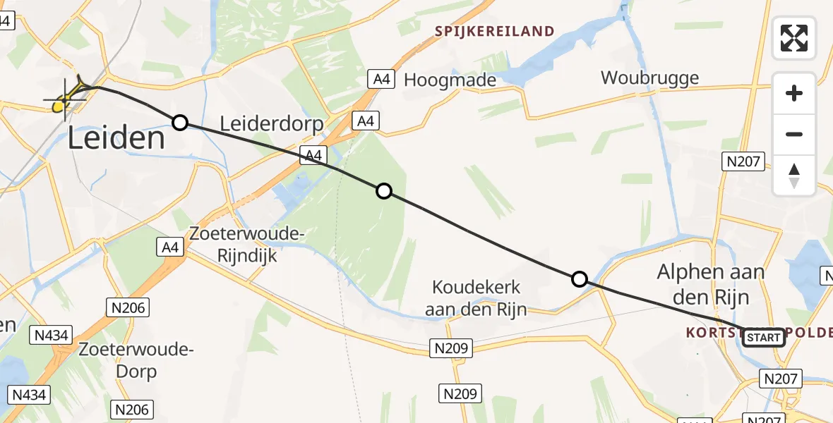Routekaart van de vlucht: Lifeliner 2 naar Leiden, Albinusdreef