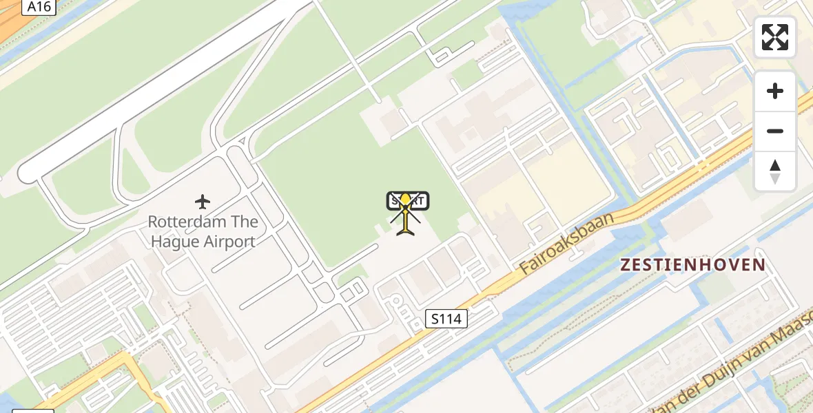 Routekaart van de vlucht: Politieheli naar Rotterdam The Hague Airport, Fairoaksbaan