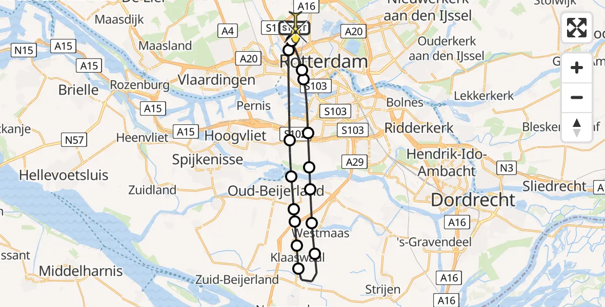 Routekaart van de vlucht: Lifeliner 2 naar Rotterdam The Hague Airport, Brandenburgbaan