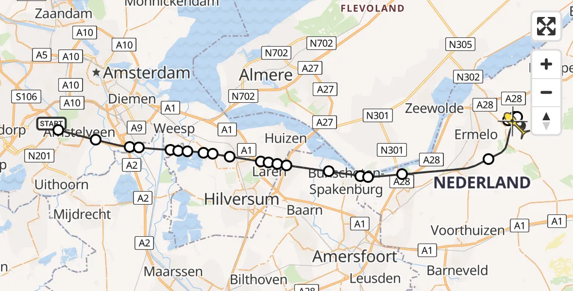 Routekaart van de vlucht: Politieheli naar Ermelo, Cyriassischepad