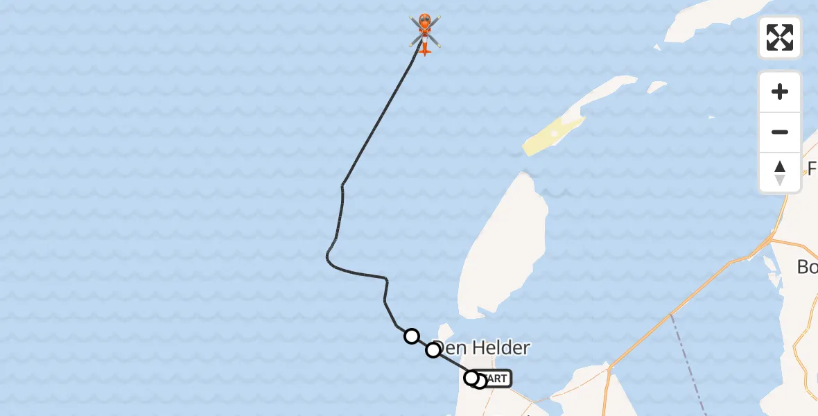 Vluchtroute Kustwachthelikopter Vliegveld De Kooy - , 14 januari 2026, 09:18