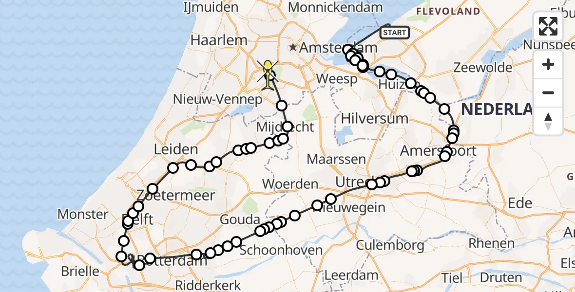 Routekaart van de vlucht: Politiehelikopter naar Schiphol, Thermiekstraat