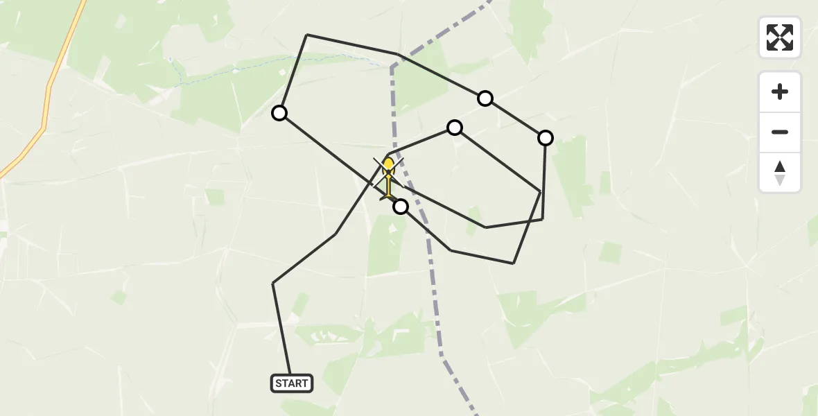 Routekaart van de vlucht: Politieheli naar Elspeet, Vaassenseweg