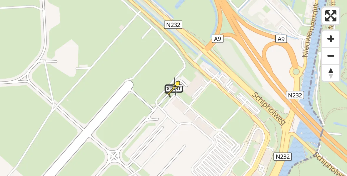 Routekaart van de vlucht: Politieheli naar Schiphol, Loevesteinse Randweg