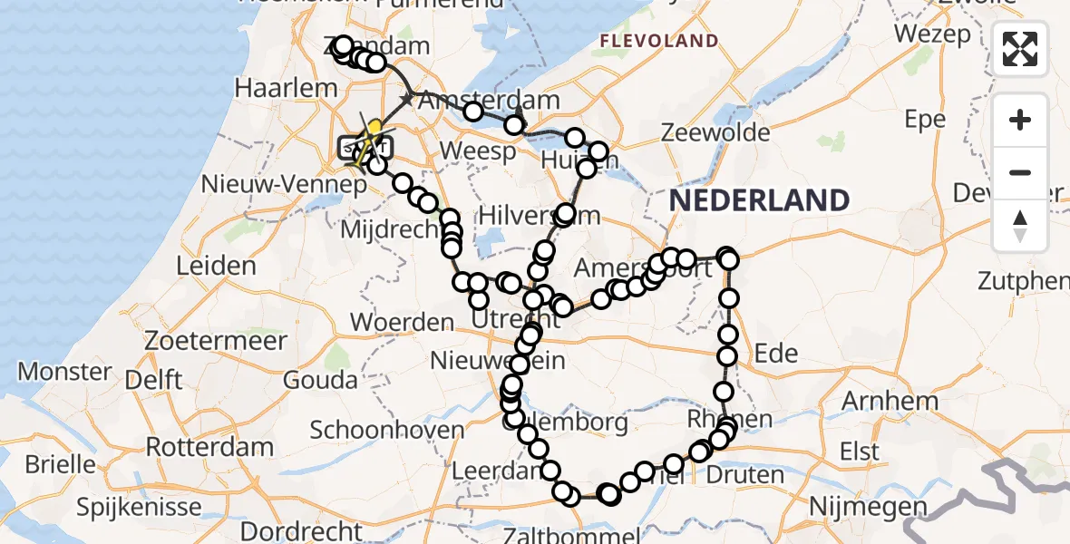 Routekaart van de vlucht: Politieheli naar Schiphol, Loevesteinse Randweg