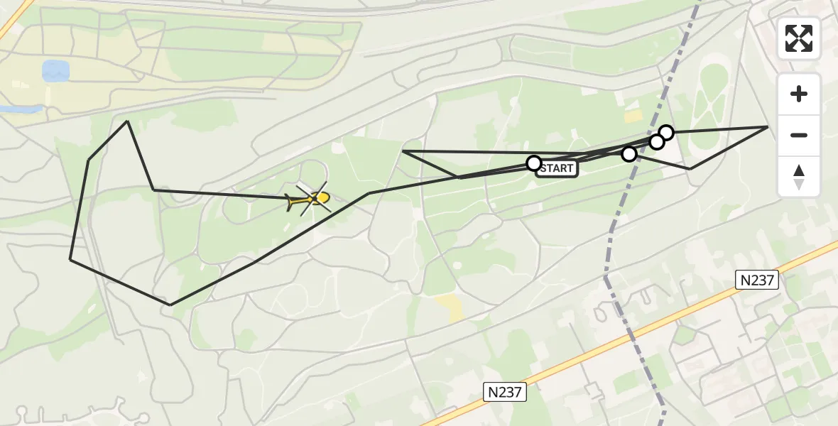Routekaart van de vlucht: Politieheli naar Soest, Monnikenboschweg