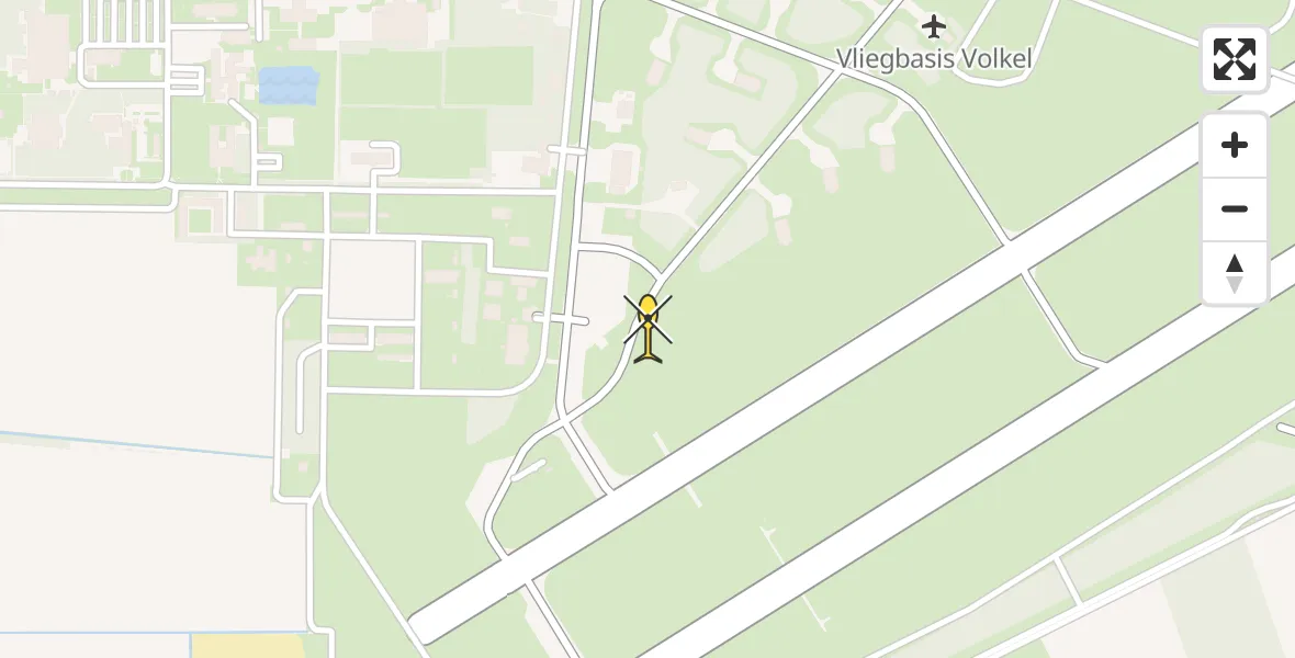 Routekaart van de vlucht: Politiehelikopter naar Vliegbasis Volkel