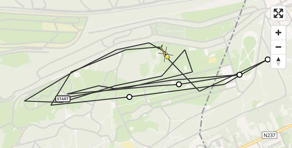 Routekaart van de vlucht: Politieheli naar Soest, Oude Leusderweg