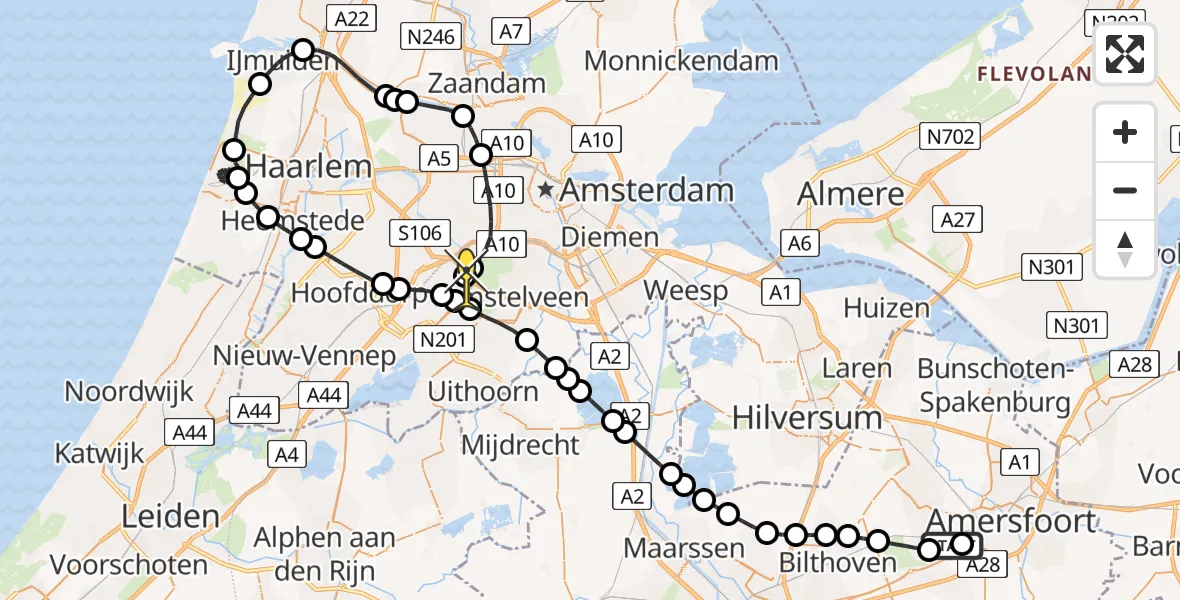 Routekaart van de vlucht: Politieheli naar Schiphol, Thermiekstraat