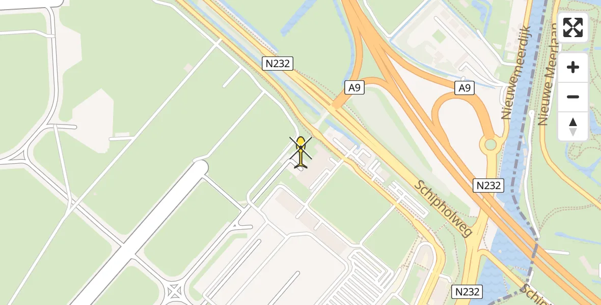 Routekaart van de vlucht: Politieheli naar Schiphol