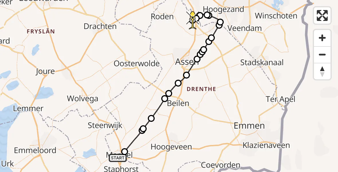 Routekaart van de vlucht: Lifeliner 4 naar Groningen Airport Eelde, Machlaan