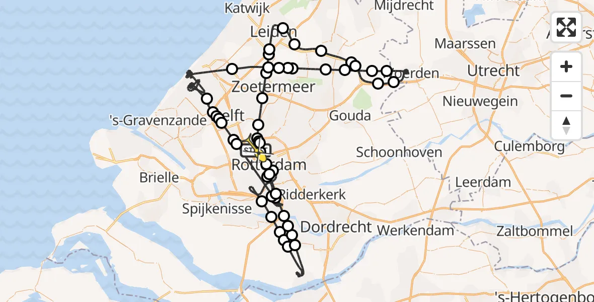 Routekaart van de vlucht: Politiehelikopter naar Rotterdam The Hague Airport, Brandenburgbaan