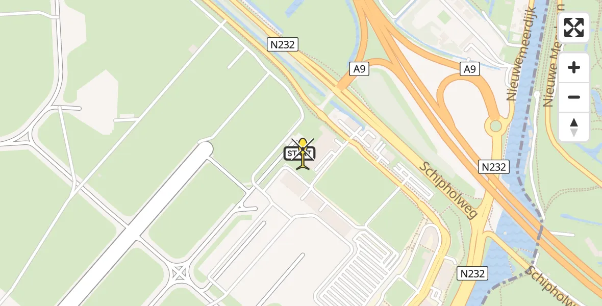 Routekaart van de vlucht: Politiehelikopter naar Schiphol, Walaardt Sacréstraat