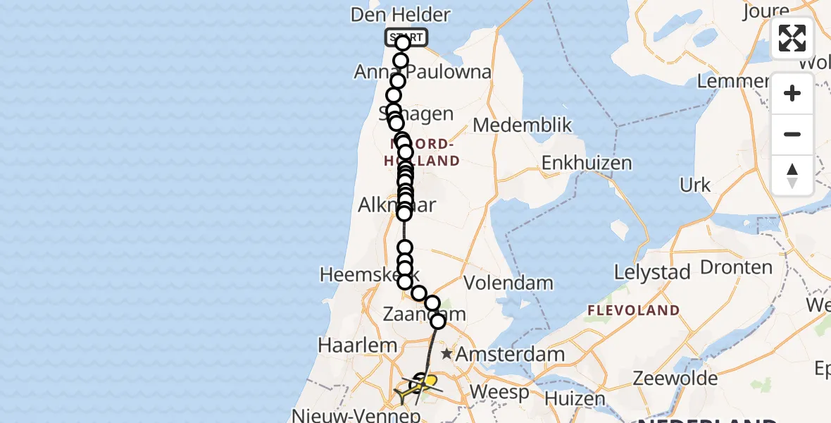 Routekaart van de vlucht: Politieheli naar Schiphol, Loevesteinse Randweg