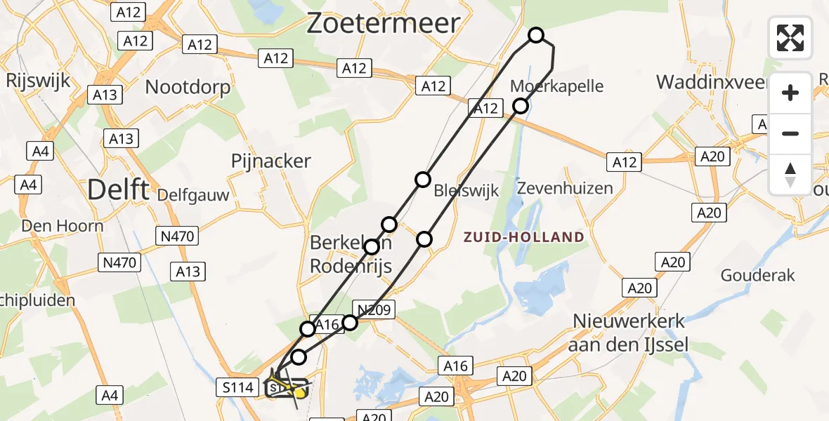 Routekaart van de vlucht: Lifeliner 2 naar Rotterdam The Hague Airport, Brandenburgbaan