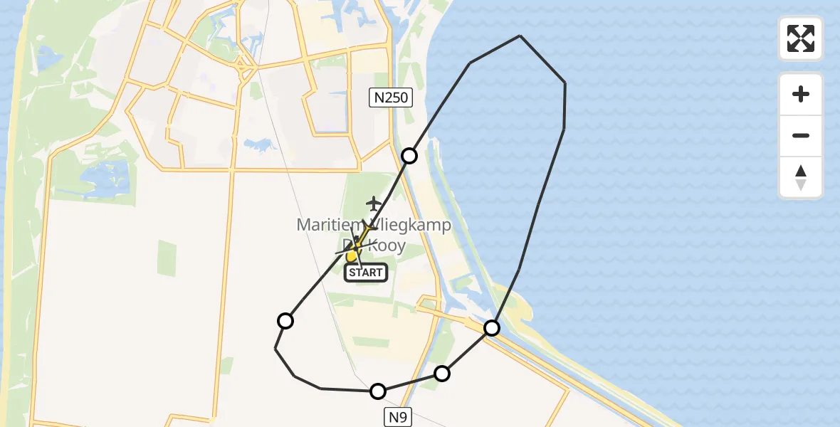 Routekaart van de vlucht: Politiehelikopter naar Vliegveld De Kooy, Luchthavenweg