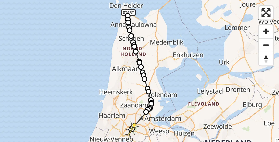 Routekaart van de vlucht: Politiehelikopter naar Schiphol, Loevesteinse Randweg