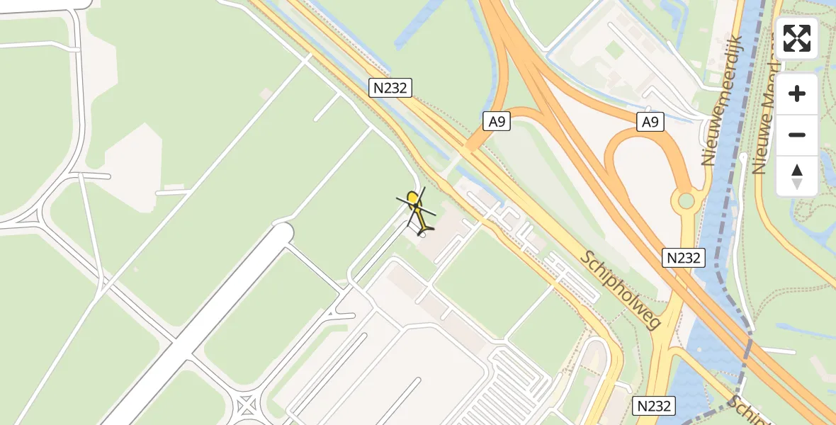 Routekaart van de vlucht: Politiehelikopter naar Schiphol