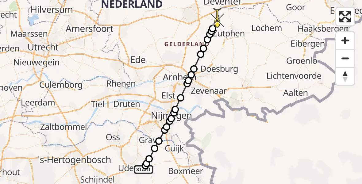 Routekaart van de vlucht: Lifeliner 3 naar Voorst, Bonenkampsweg