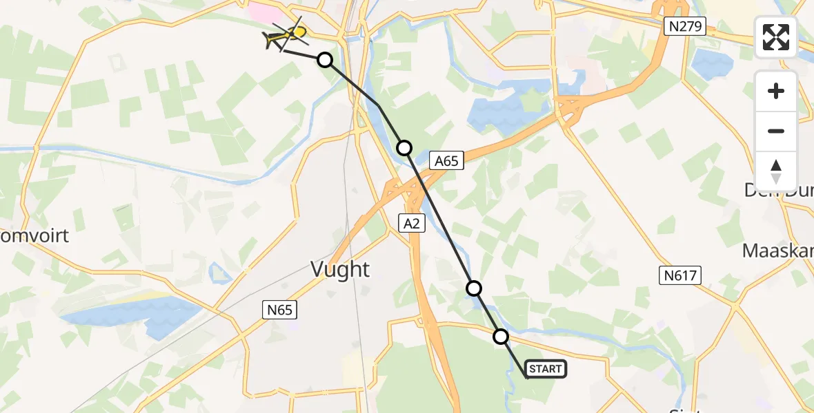 Routekaart van de vlucht: Lifeliner 3 naar Vught, Henri Dunantstraat
