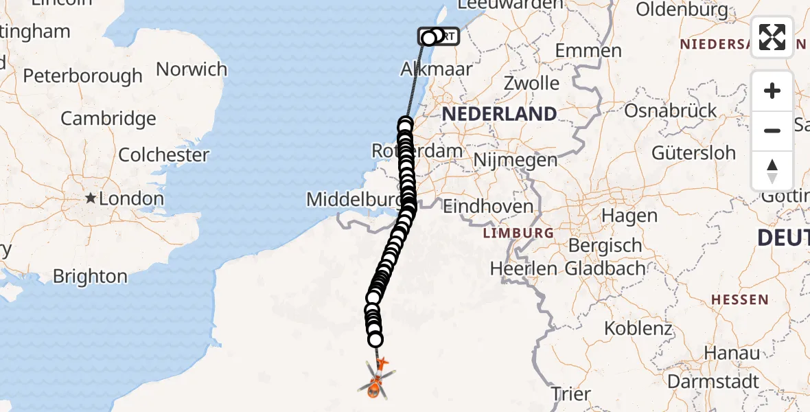Vluchtroute Kustwachthelikopter Vliegveld De Kooy - , 15 januari 2026, 09:28