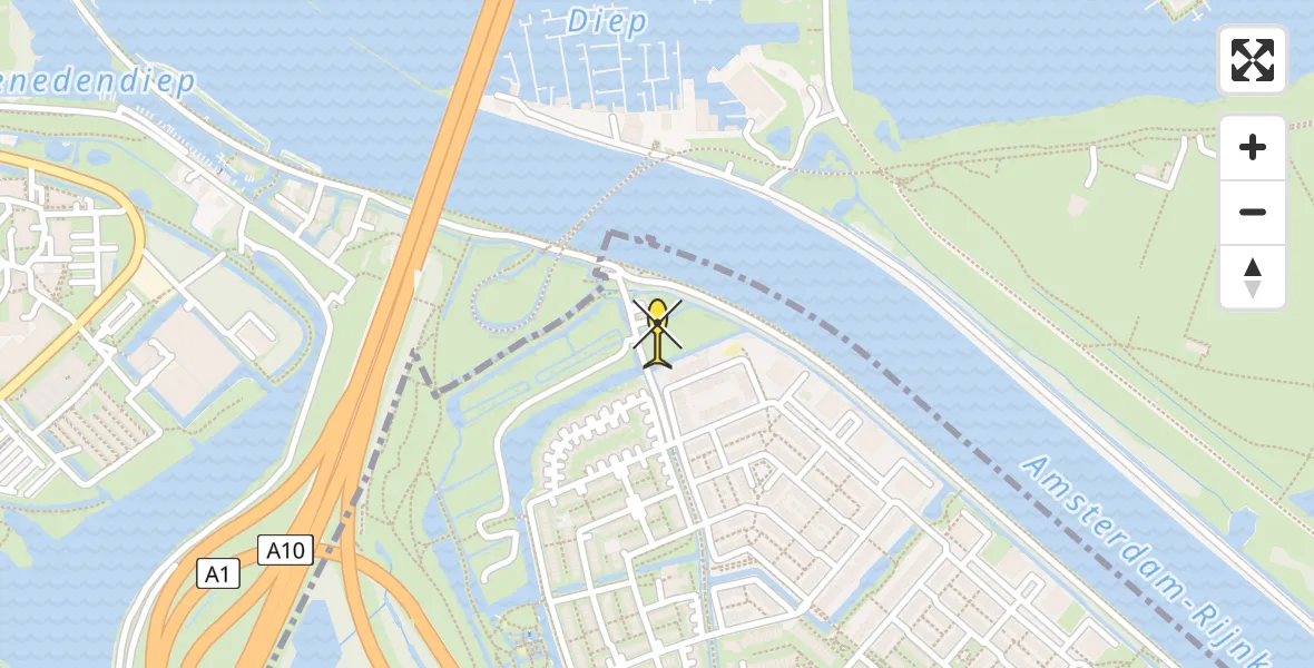 Routekaart van de vlucht: Lifeliner 1 naar Diemen