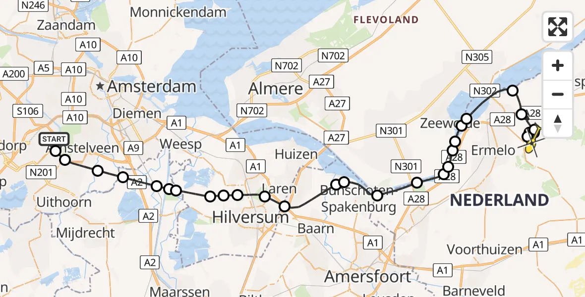 Routekaart van de vlucht: Politieheli naar Ermelo, Cyriassischepad