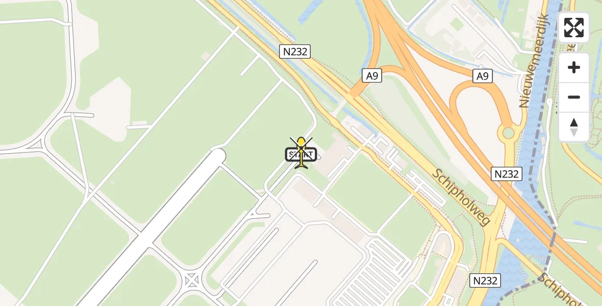 Routekaart van de vlucht: Politiehelikopter naar Schiphol, Loevesteinse Randweg