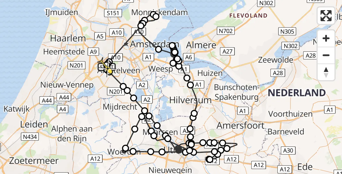 Routekaart van de vlucht: Politieheli naar Schiphol, Thermiekstraat