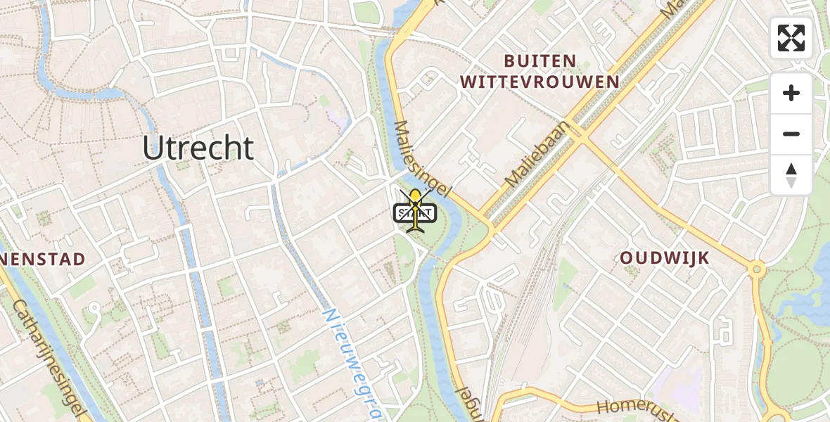 Routekaart van de vlucht: Lifeliner 3 naar Utrecht, Maliesingel