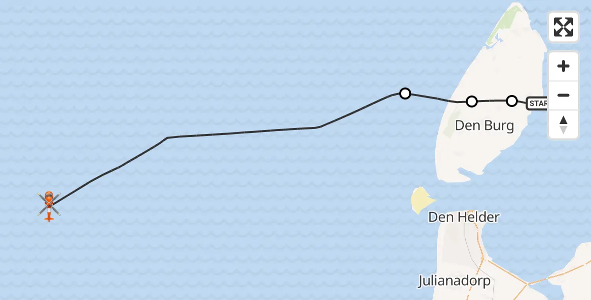 Vluchtroute Kustwachthelikopter Oosterend - , 15 januari 2026, 15:54