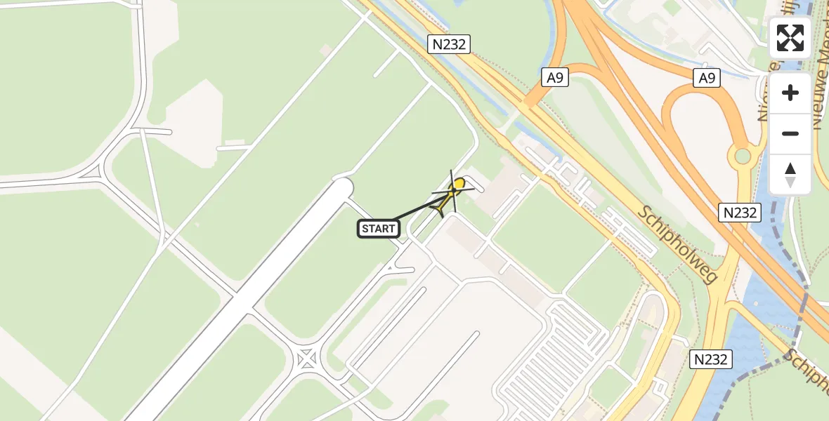 Routekaart van de vlucht: Politieheli naar Schiphol, Loevesteinse Randweg