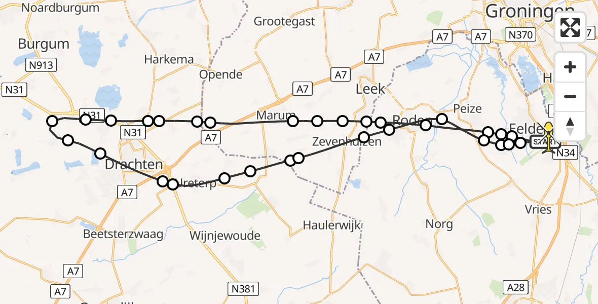Routekaart van de vlucht: Lifeliner 4 naar Groningen Airport Eelde, Machlaan