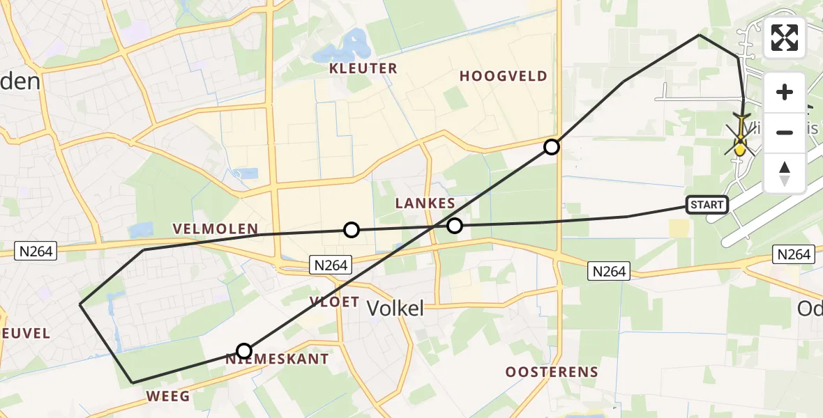 Routekaart van de vlucht: Lifeliner 3 naar Vliegbasis Volkel, Zeelandsedijk