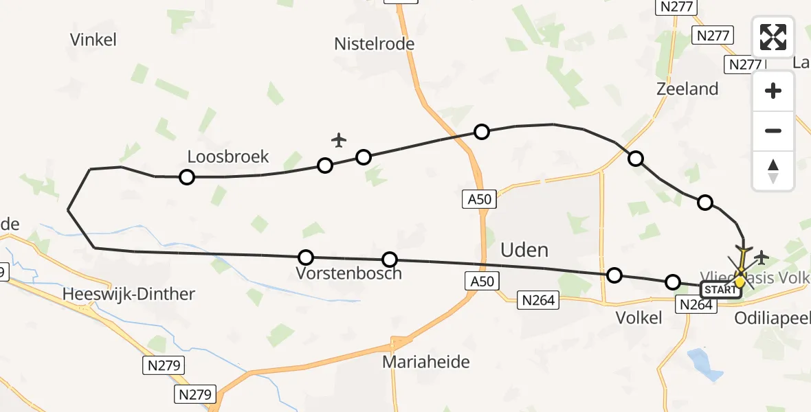 Routekaart van de vlucht: Lifeliner 3 naar Vliegbasis Volkel, Zeelandsedijk