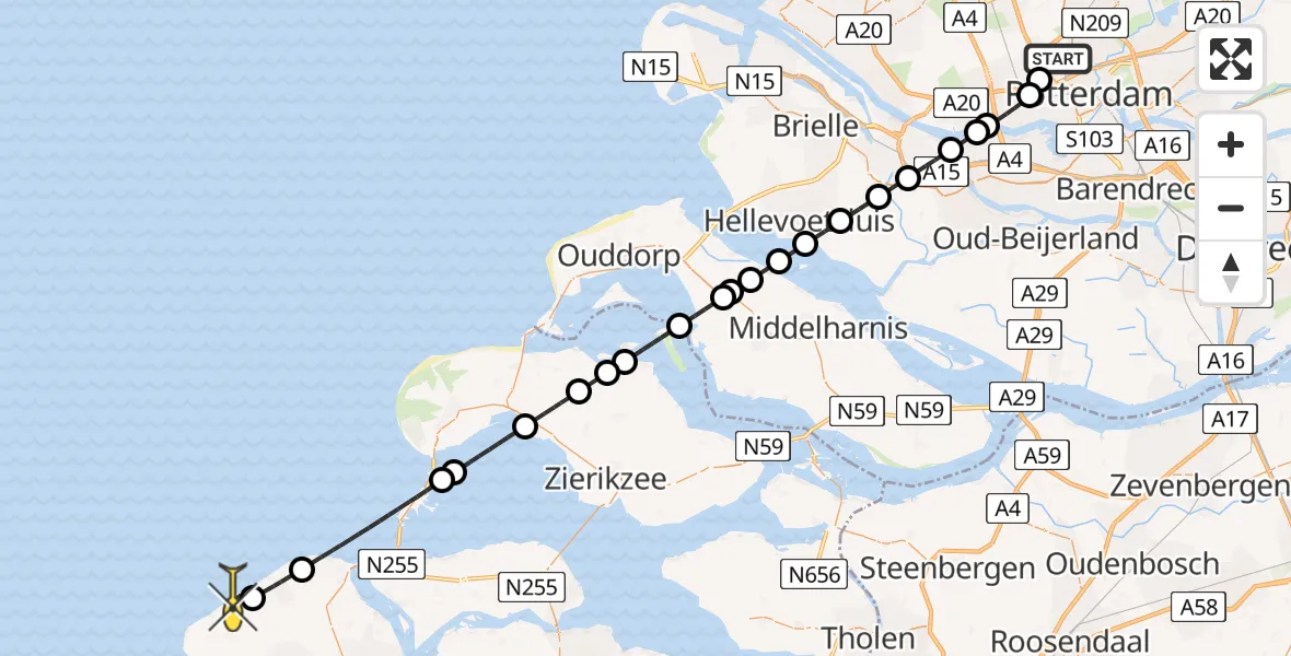 Routekaart van de vlucht: Lifeliner 2 naar Domburg, Boulevard Van Schagen