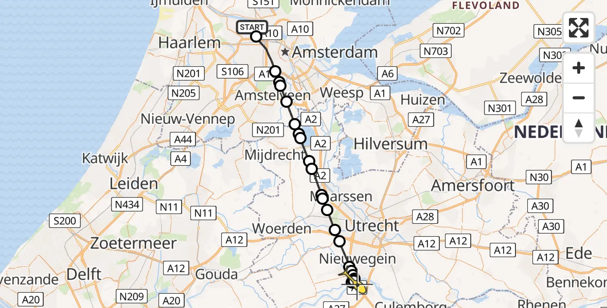 Routekaart van de vlucht: Lifeliner 1 naar IJsselstein, Jan Blankenbrug