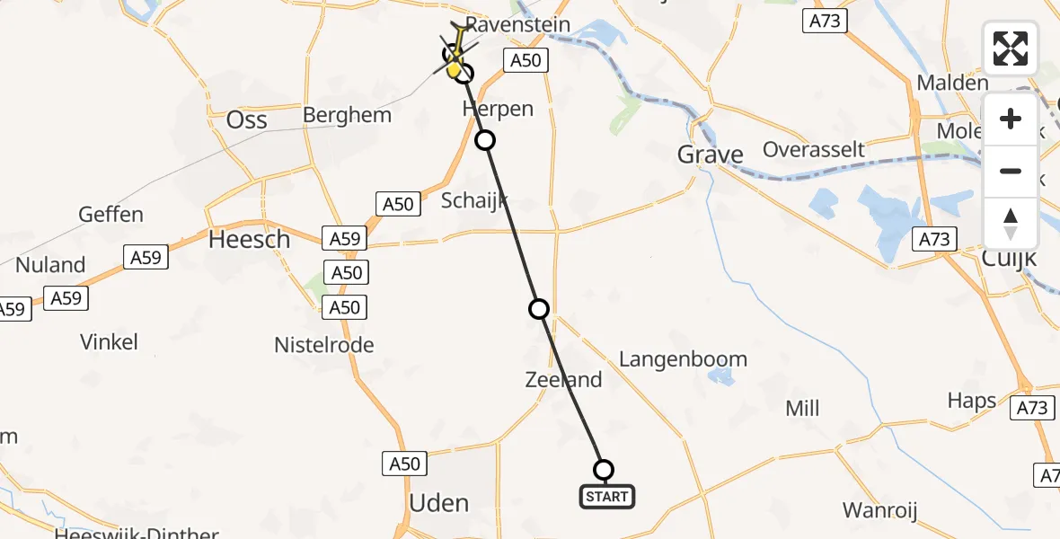 Routekaart van de vlucht: Lifeliner 3 naar Huisseling, Beving