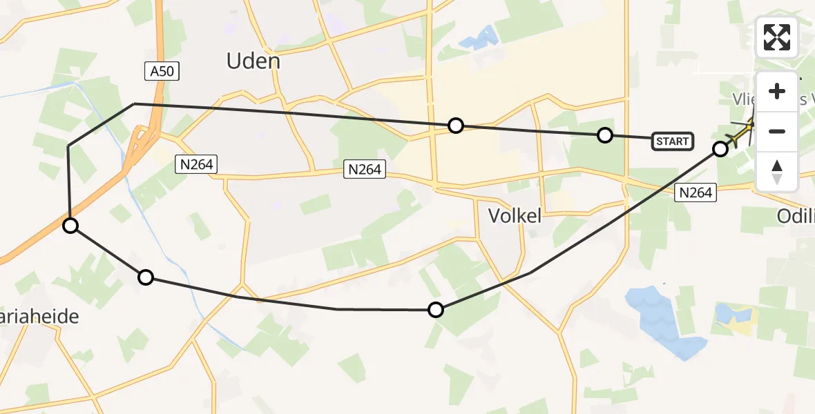 Routekaart van de vlucht: Lifeliner 3 naar Vliegbasis Volkel, Vliegbasis Volkel